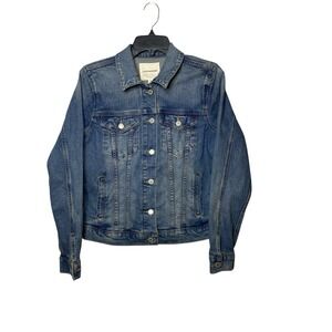 Lucky Brand Trucker Denim Jacket Women's Size M‎ Button Classic Jean Dark Wash